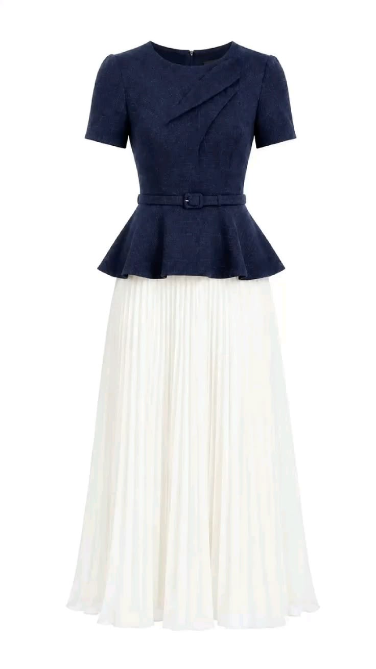 Navy and white work dress selected for a virtual try-on